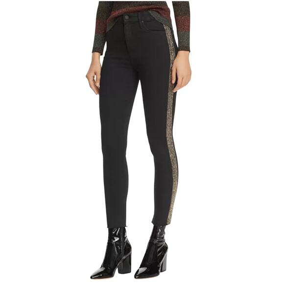 Mother High Waisted Looker Ankle Fray jeans, Beaded Stripe, Guilty Flash, Sz 25 - Picture 4 of 16